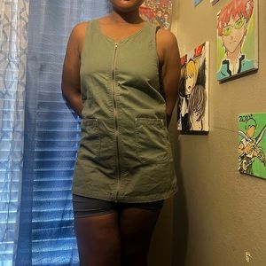 vintage bill glass green sleeveless zip up jumper dress